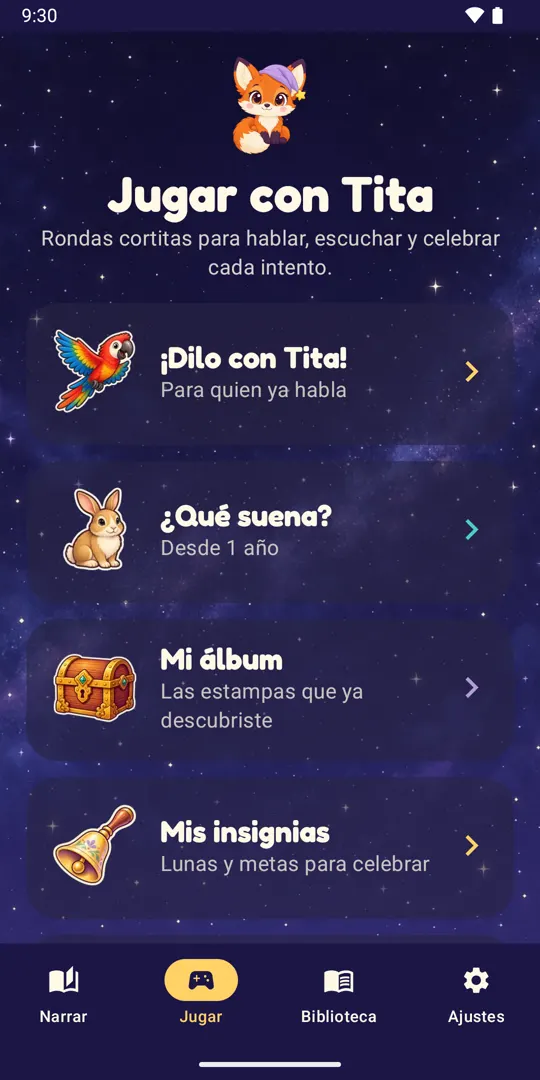 Jugar con Tita: ¡Dilo con Tita!, ¿Qué suena?, Mi álbum y Mis insignias